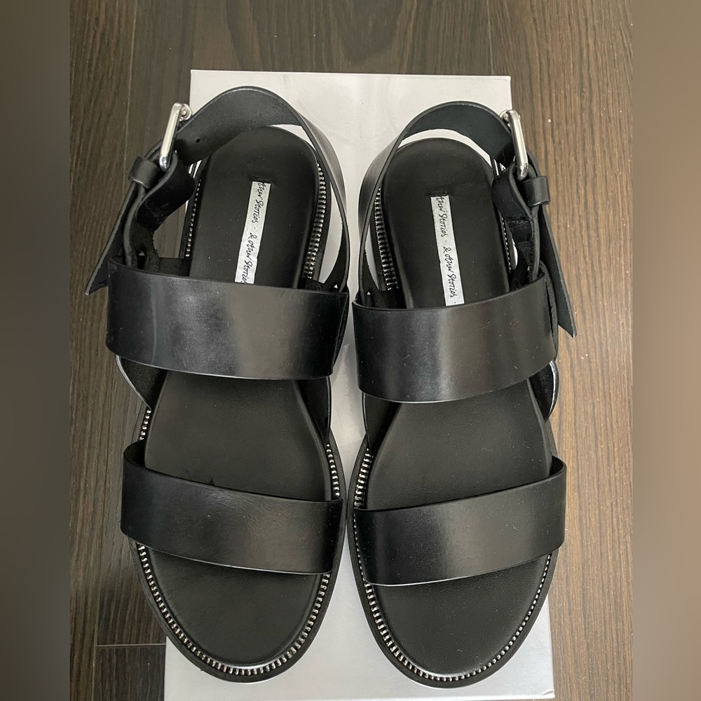 COPY - & Other Stories Black Chain Detailing Leather Sandals